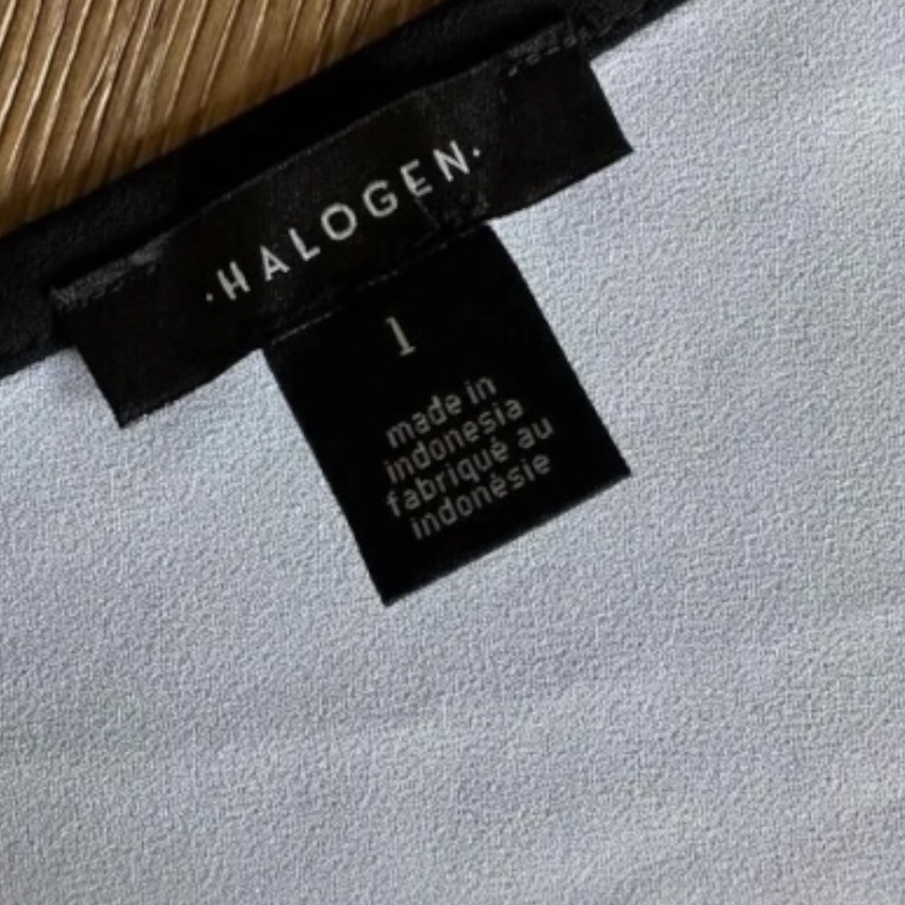 HALOGEN Tipped Sleeveless Top Bright White Jewel Neck Keyhole Blouse Size L - Picture 4 of 9